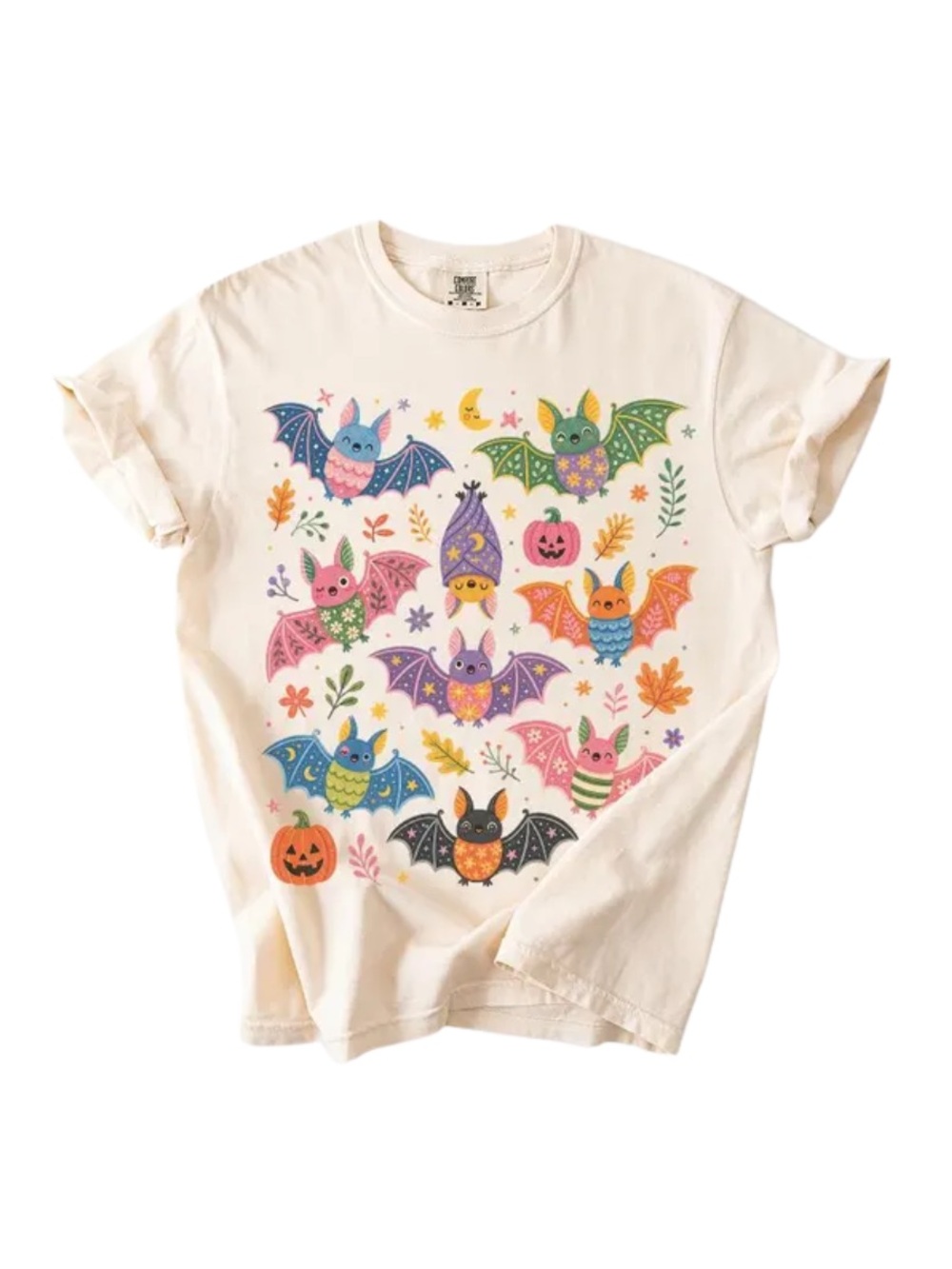 Comfort Colors Ivory Halloween Bat Graphic Tee - Multicolor